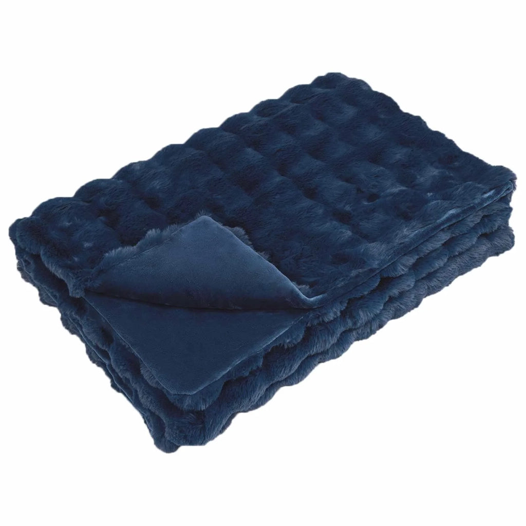 Coperta antiscivolo in finta di coniglio Olite 4 pcs Blu Marino