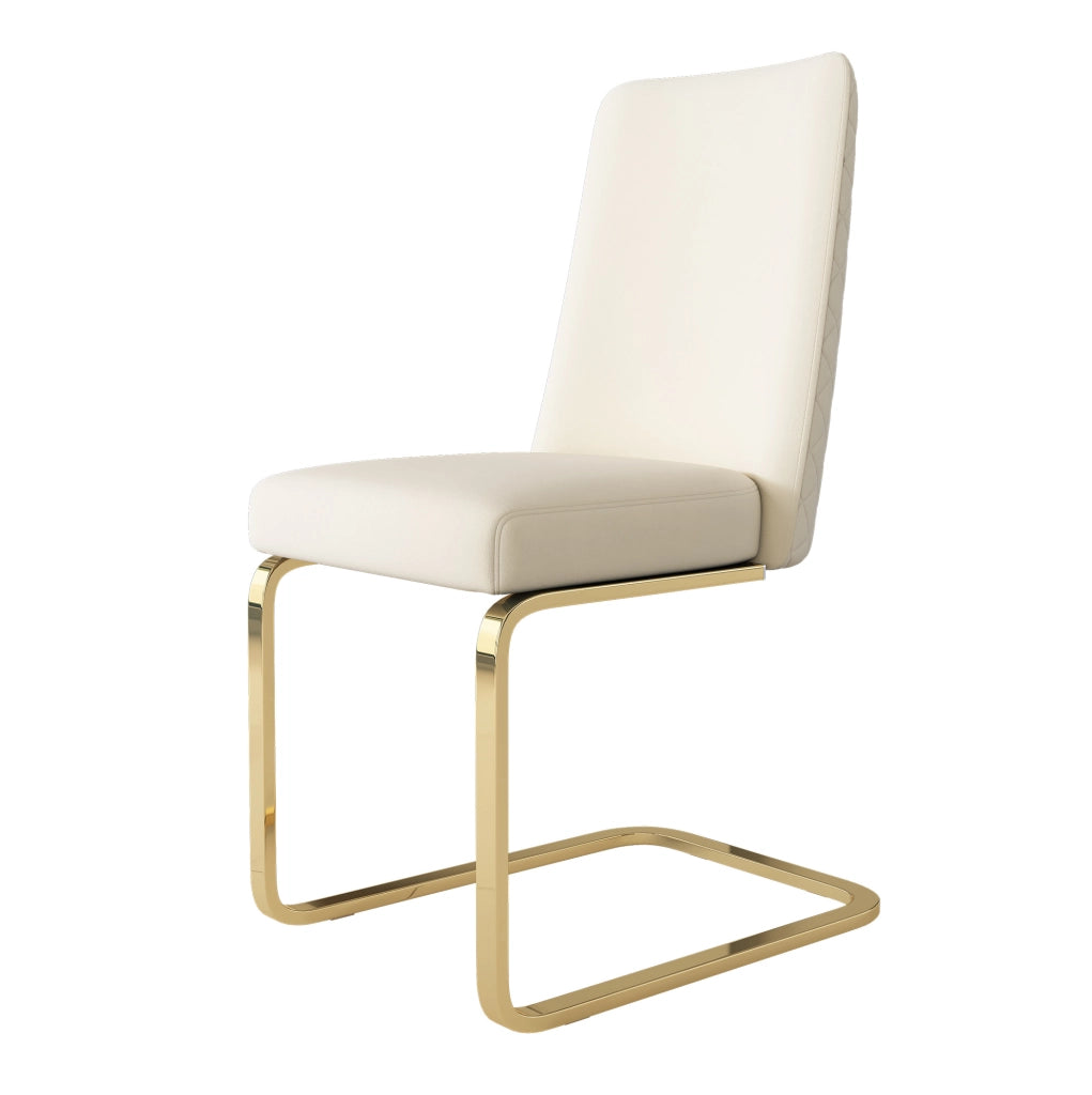 Set di 4 sedie da pranzo con schienale a rombi in velluto beige