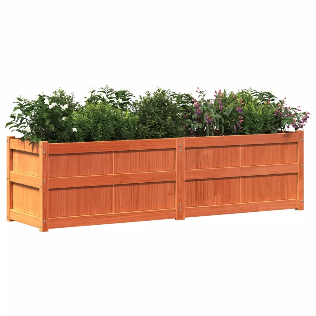Fioriera Giardino Marrone Cera 180x50x50 cm Legno Massello Pino 837506