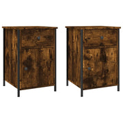 Set di 2 Comodini | Armadio da Notte | Mobiletto da notte Rovere Fumo 40x42x60 cm in Legno Multistrato