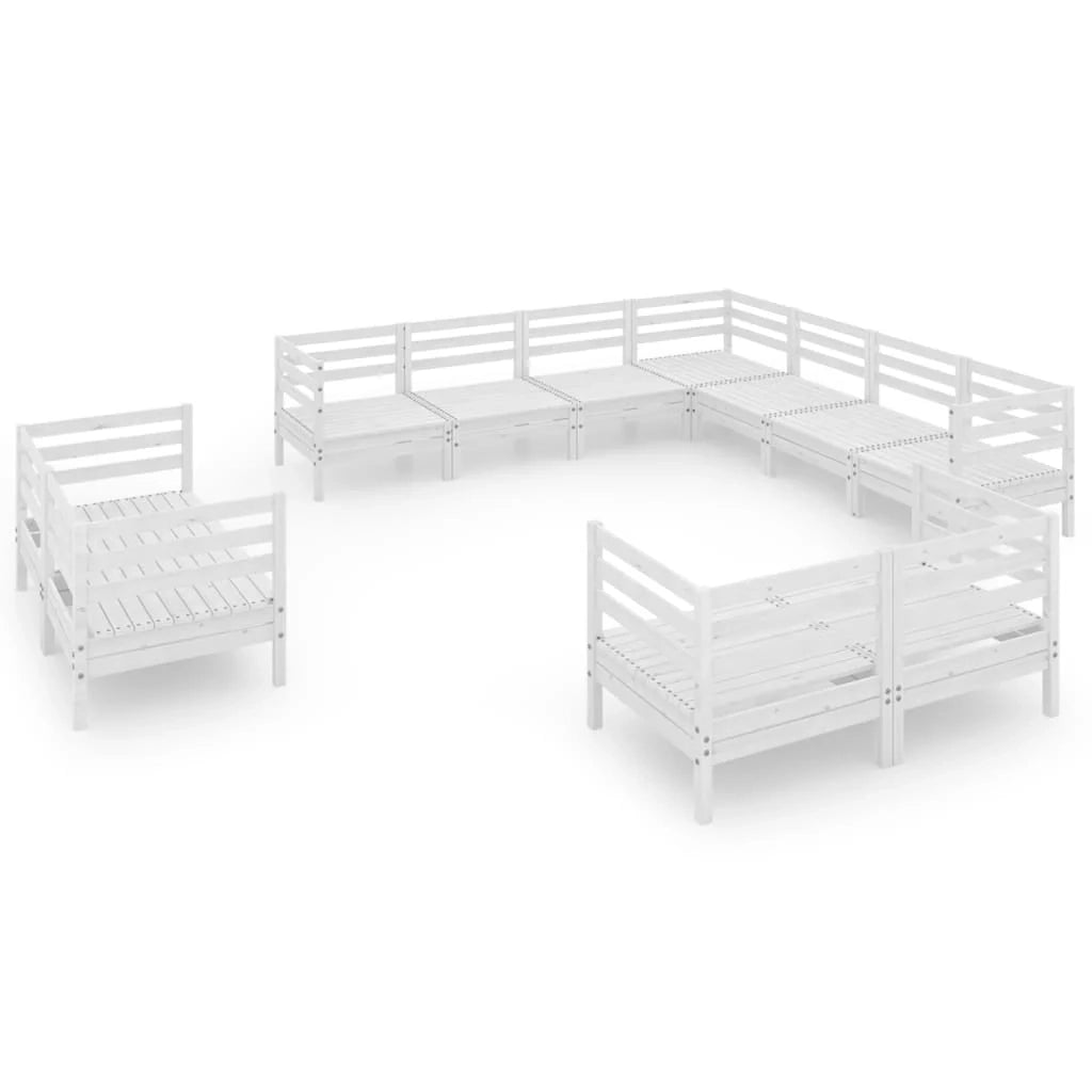 Set di mobili da giardino mobili da esterno 11 pezzi legno di pino massiccio bianco 02_0015497