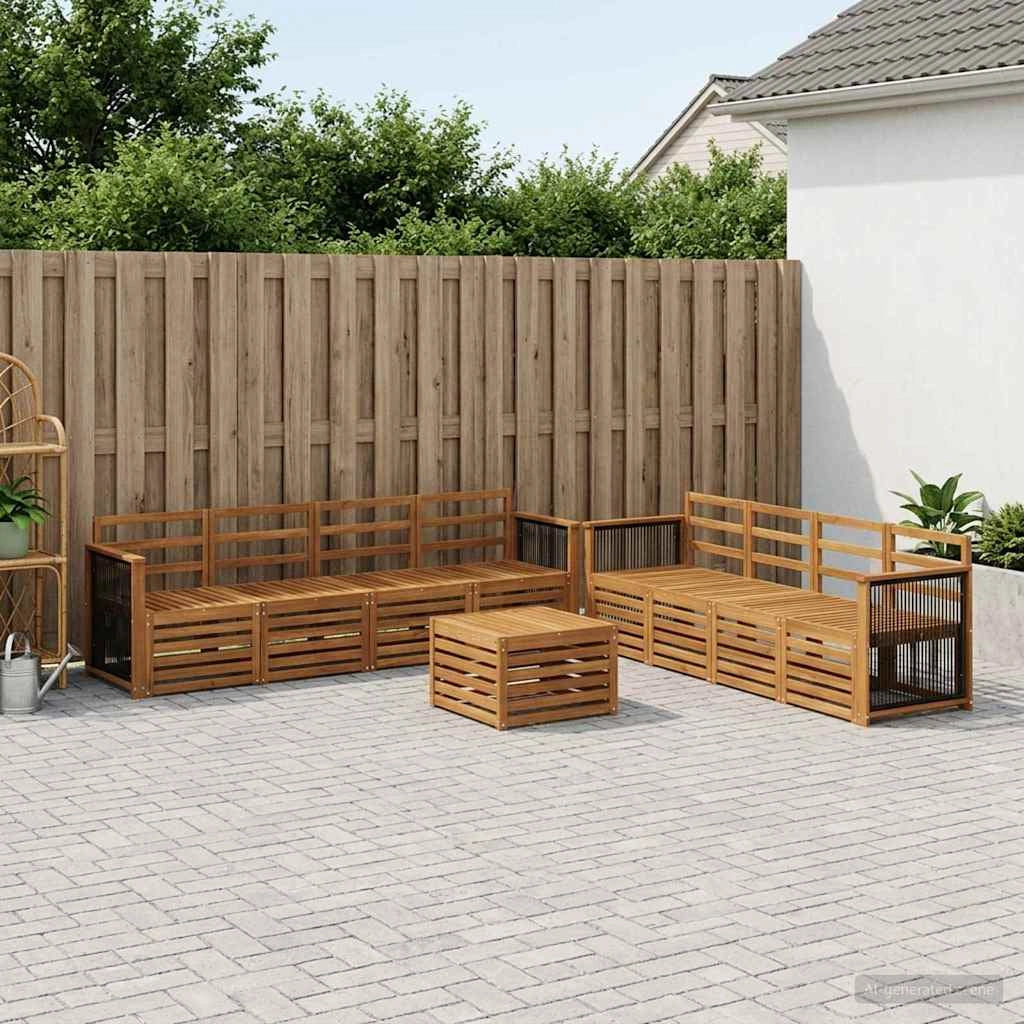 Set di divani da esterno 9 pz Naturale 3384170