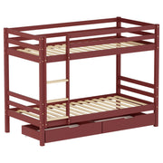 Letto a castello per bambini 190x90cm in terracotta con cassetti AMBRE