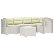 Divano da Giardino 5 Posti con Cuscini Stile Rattan PP Bianco 3444094