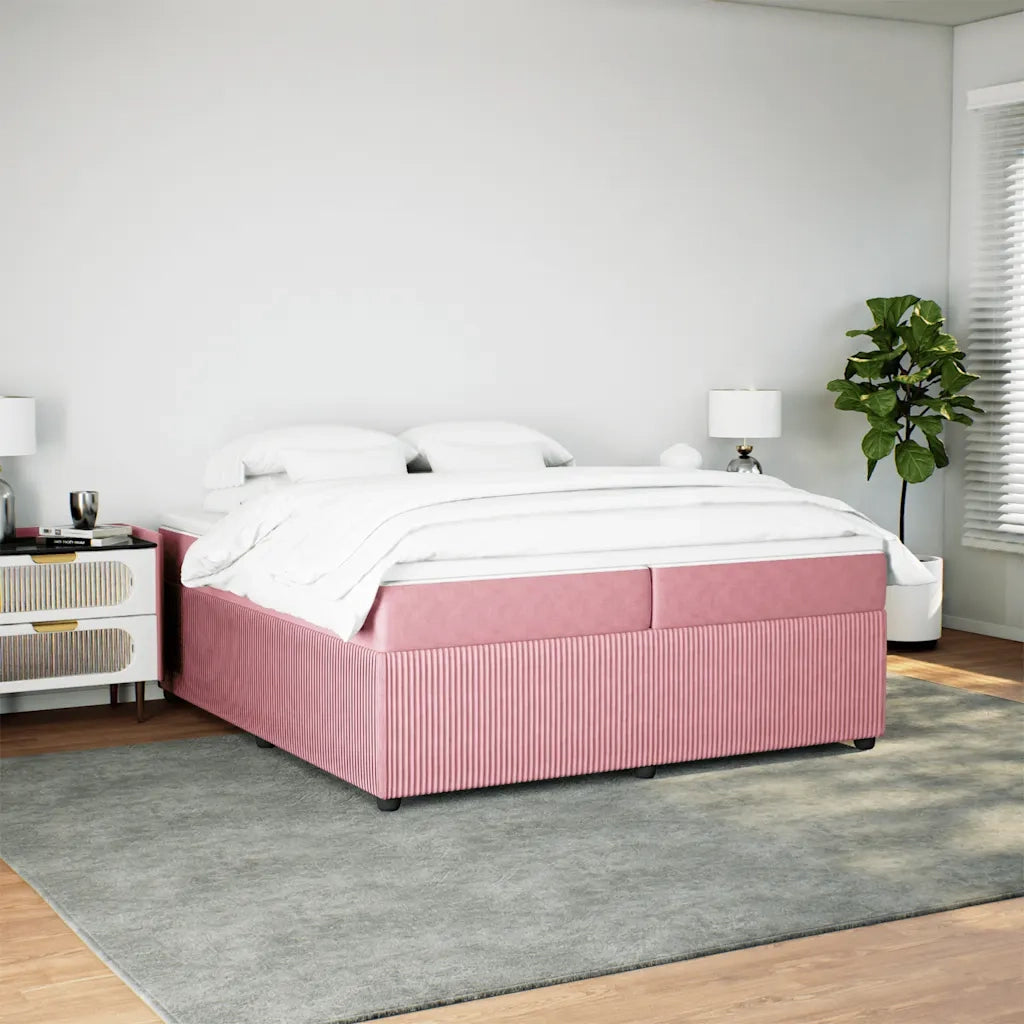 vidaXL Giroletto a Molle con Materasso Rosa 200x200 cm in Velluto