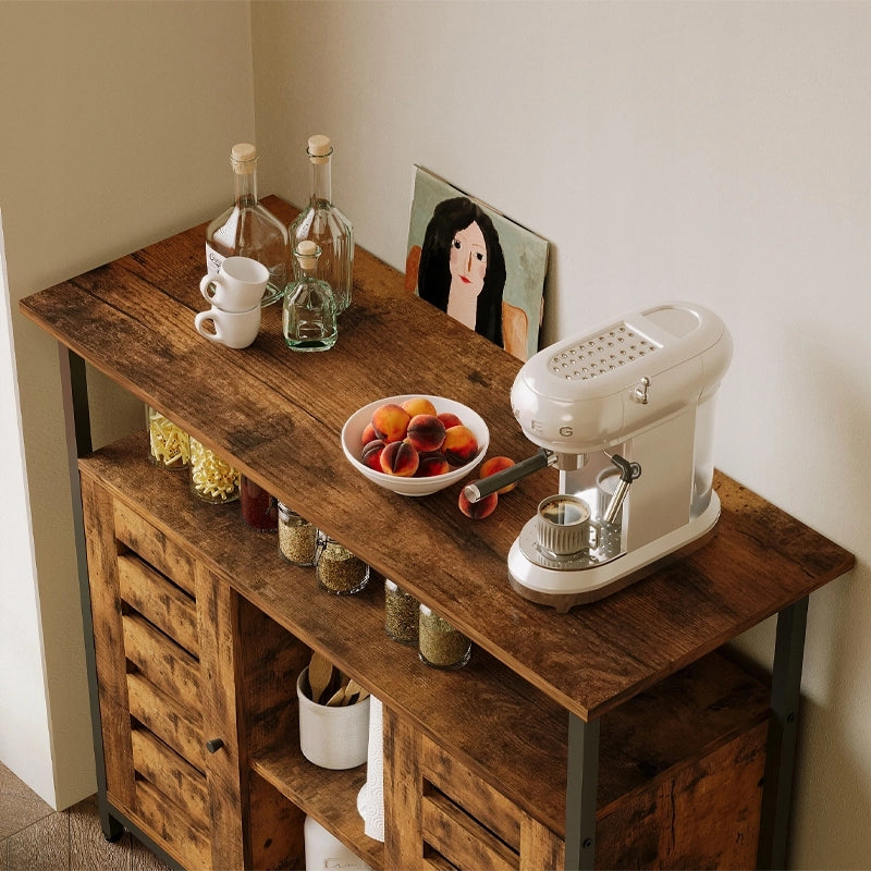 Credenza/Credenza con ripiani aperti, Marrone, Cucina Loft Retrò