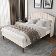 Letto imbottito 140x190 - Xylo - Velluto beige