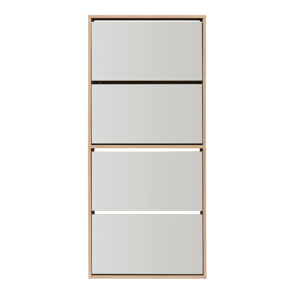 Scarpiera con 4 ante a ribalta e specchio effetto rovere beige 03_0010117