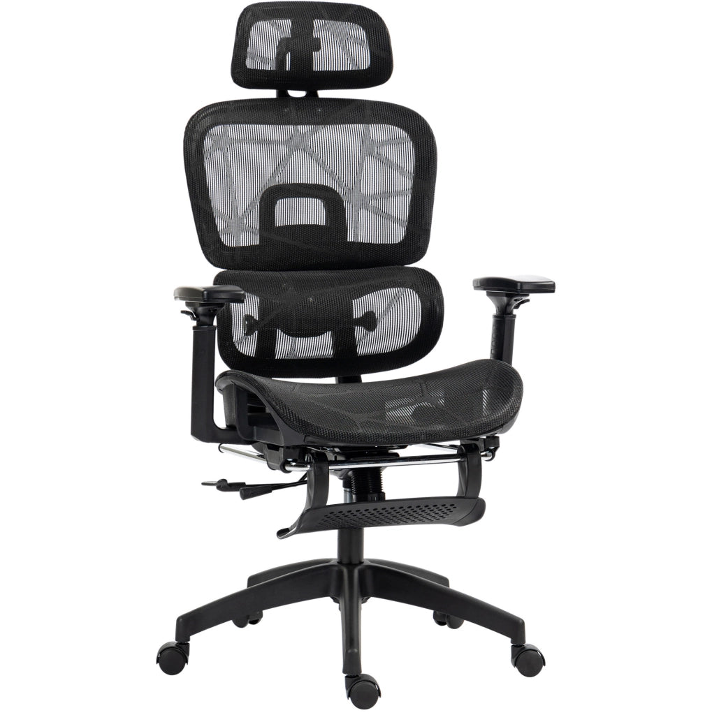 Sedia da ufficio ergonomica 66x64x122 cm nera con poggiapiedi