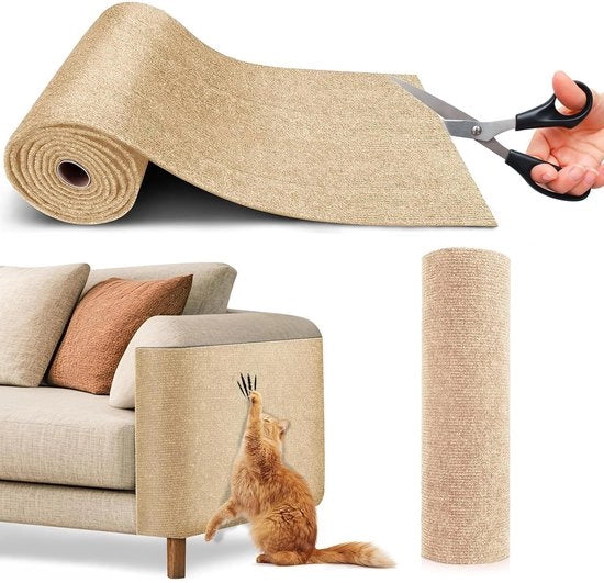 Protezione per mobili da gatto, tappeto antiscivolo da autoadesivo 200cm*40cm, protezione per mobili da gatto, protezione per divani, striscia antiscivolo per letti per gatti, torri per gatti (khaki)