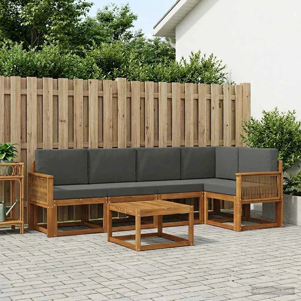Set di divani da esterno 6 pz Naturale e Antracite 3385238