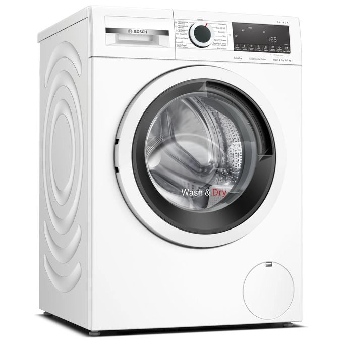 Bosch Serie 4 WNA144V0IT Lavasciuga a libera installazione 9+5 Kg 1400 giri Classe B-E Vapore Iron Assist Motore Inverter EcoSilence Condensatore autopulente Bianco