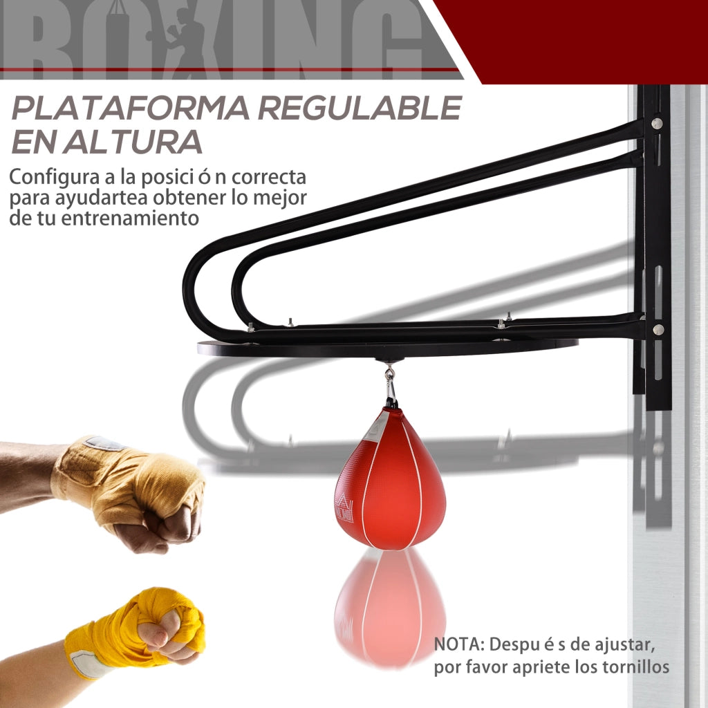 Pera da Boxeo con Supporto a Parete Girevole ¨C Xylo ¨C 60x73x80 cm Nero e Rosso