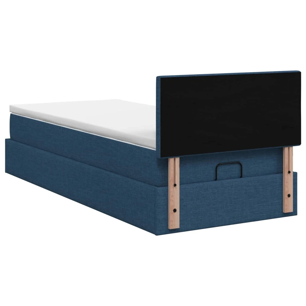 Letto Ottomano con Materasso e LED Blu 100 x 200 cm Tessuto 3456890