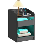 Comodino con Luci LED RGB e Cassetto ¨C Zephmum ¨C 40x40x58 Cm Nero