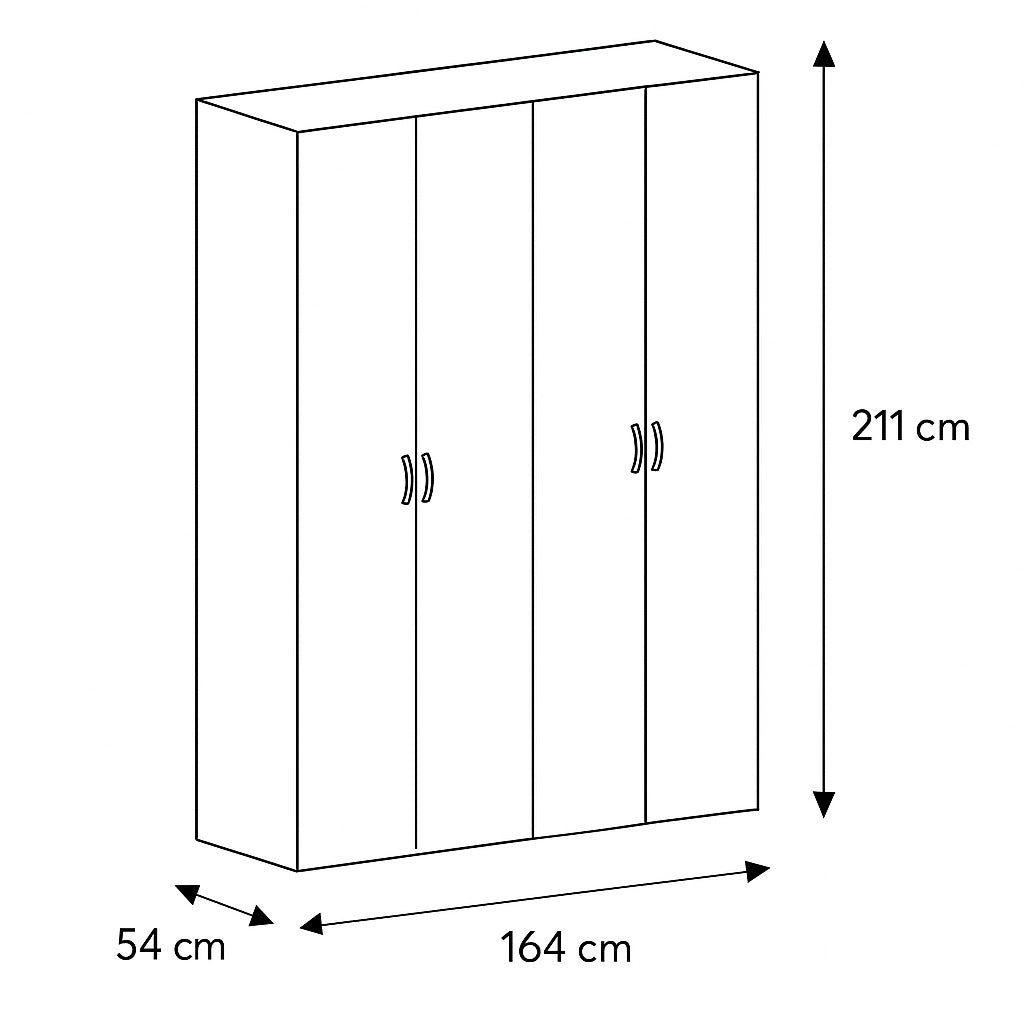 ARMADIO SIMPLI 4 ANTE BIANCO GR. 164X54XH211CM.