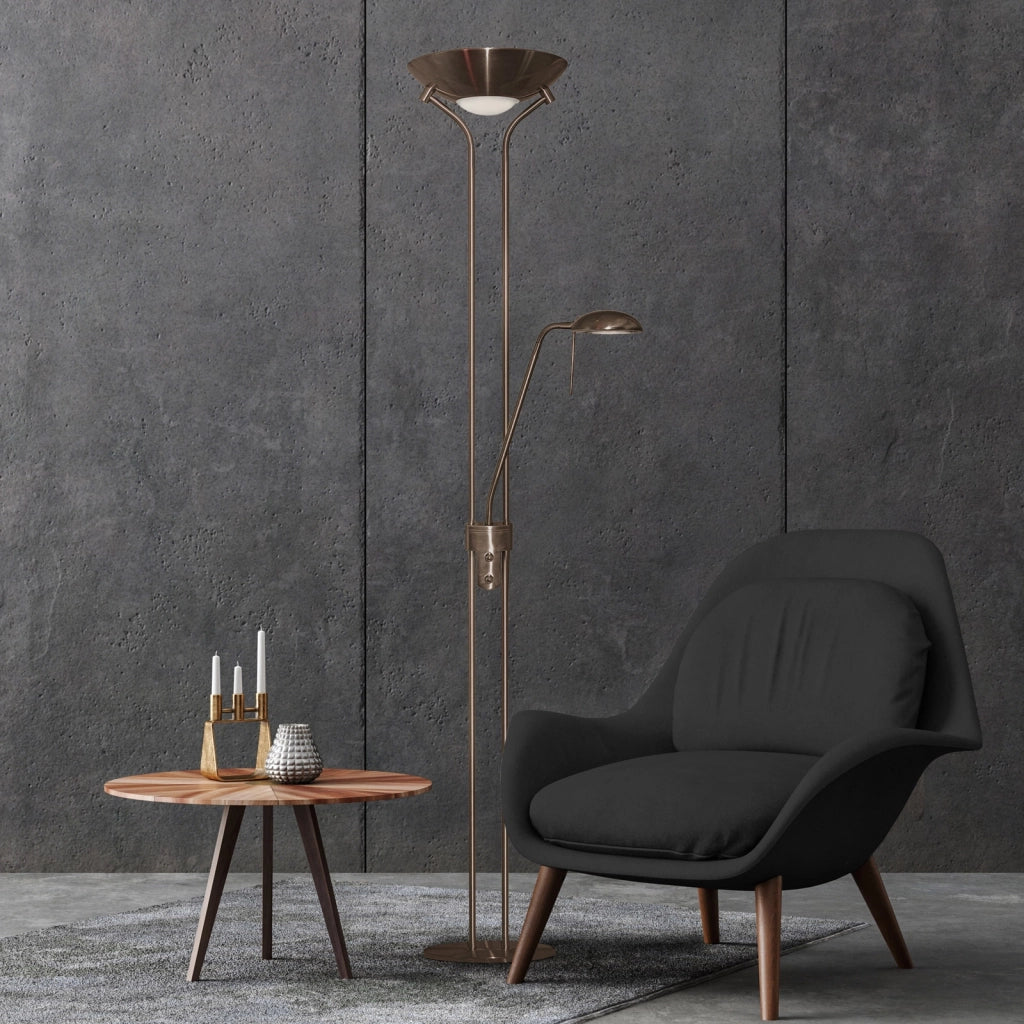 Piantana Contemporaneo Mother Child Acciaio Adjustable Vetro 1 Luce R7S