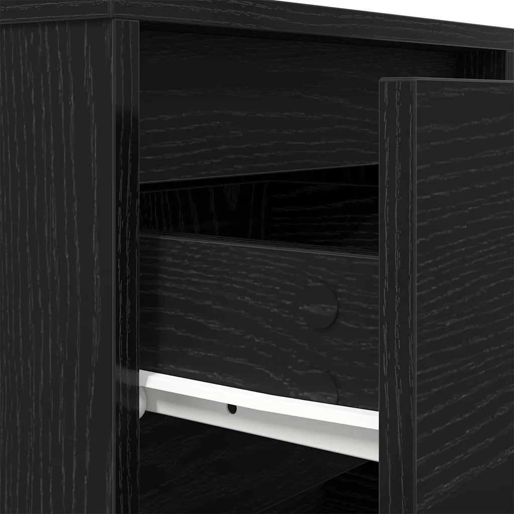 vidaXL Comodino con Luci LED Nero 38x34x50 cm
