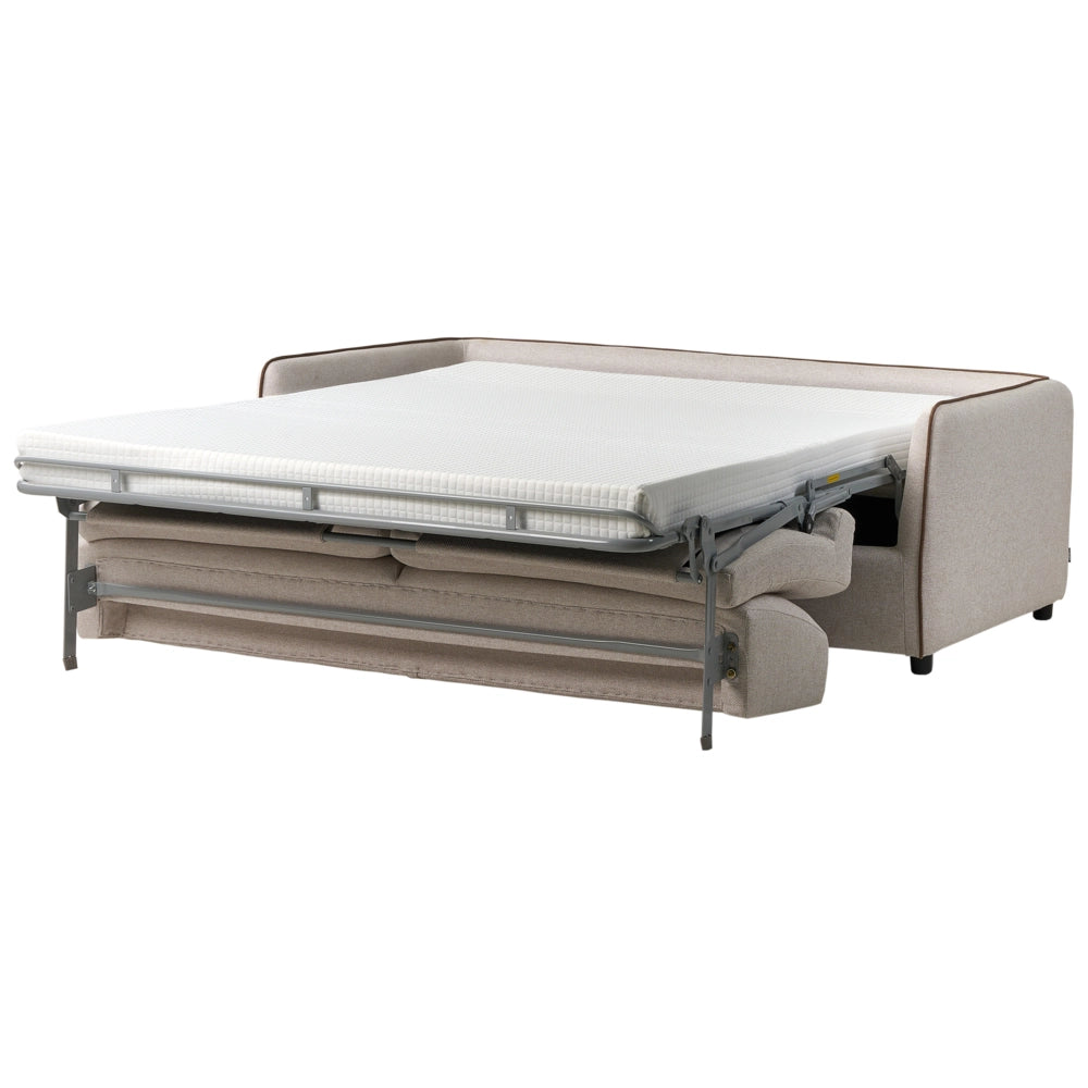 Divano letto in tessuto beige chiaro imbottito a 2 posti trasformabile con gambe in plastica Soggiorno moderno minimalista