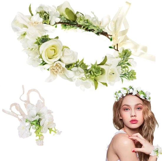 Bracciale con fiori - Armband - Stile bohemien - Elegante - Materiale: plastica/lega