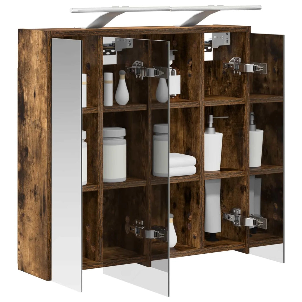 Mobiletto per specchio da bagno Rovere fumé 63,5 x 16 x 62,5 cm