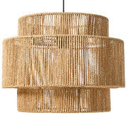 Lampada a sospensione Corda di carta naturale Base nera opaca Sala da pranzo Soggiorno Stile Boho