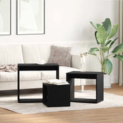 Tavolo Nesting 3 pcs Rovere Nero Legno multistrato 862675