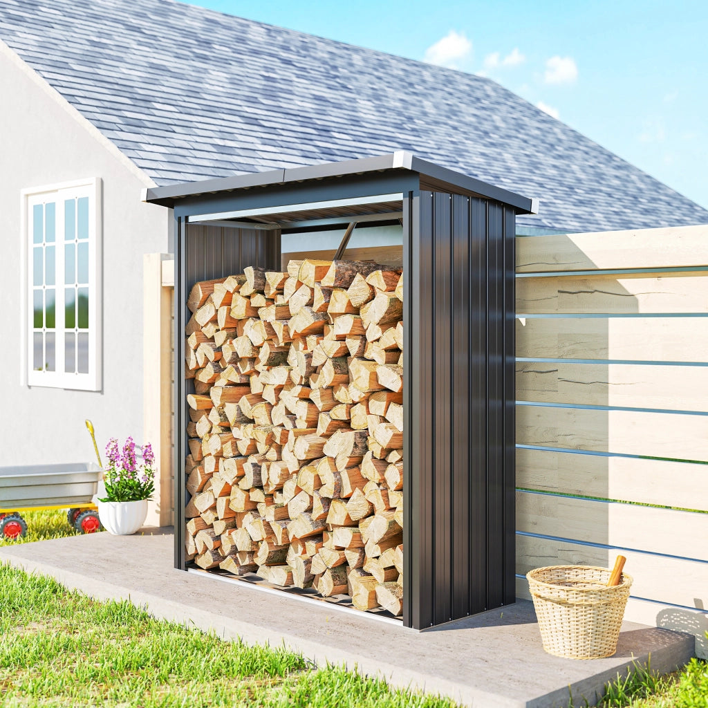 Capanno da Esterno in Acciaio ¨C Zephmum ¨C Grigio Scuro 150x66.5x150 cm