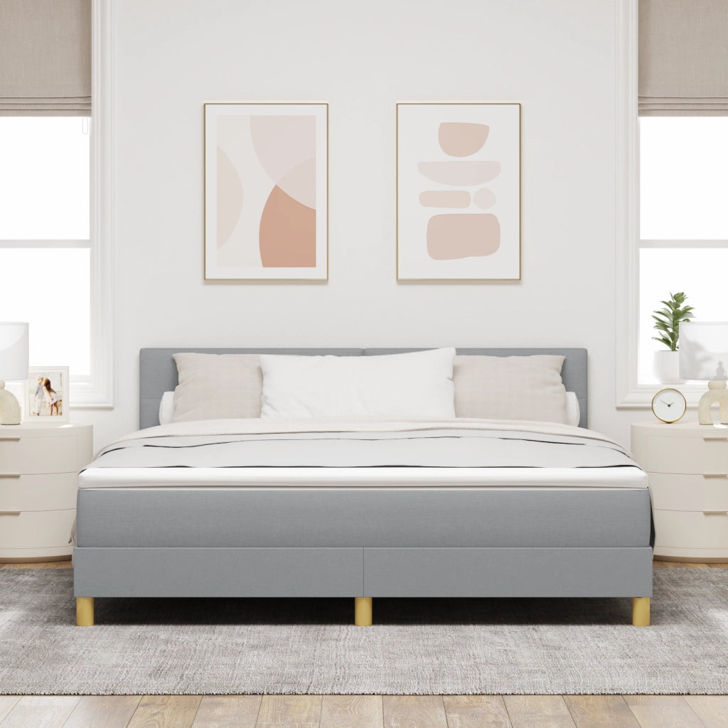 Letto a molle con materasso grigio chiaro 180x200 cm tessuto