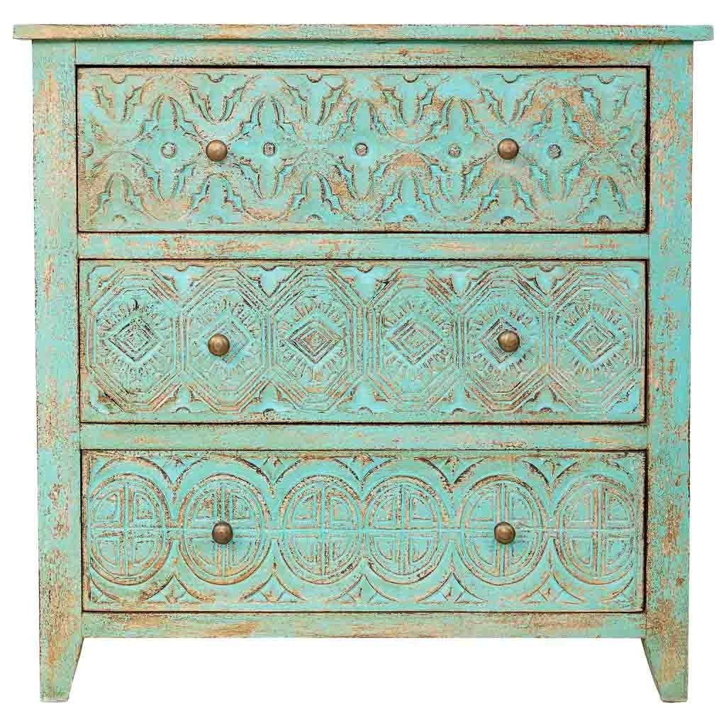 Cassettiera in legno verde, 81 x 40 x altezza 80 cm