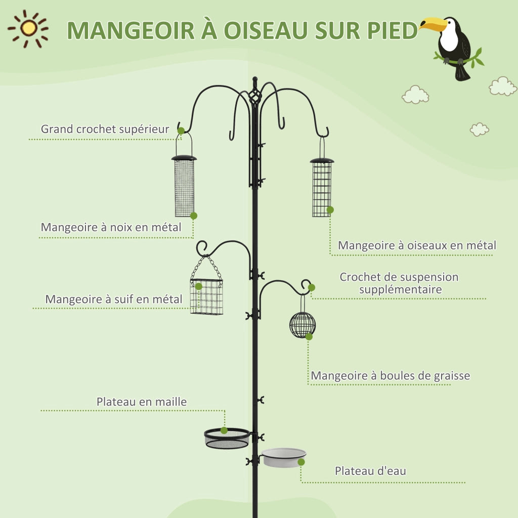 Mangiatoia per Uccelli ¨C Zephmum ¨C Nero 6 Ganci 4 Mangiatoie Sospese