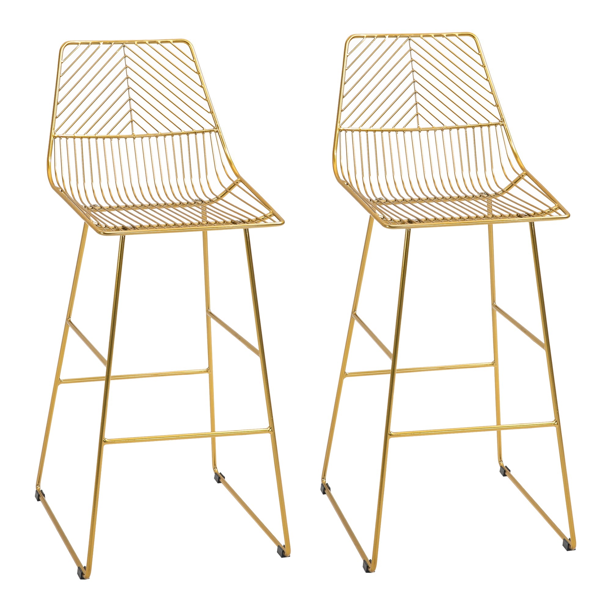 Set 2 Sgabelli Alti da Bar 53x56x110 cm in Metallo Oro