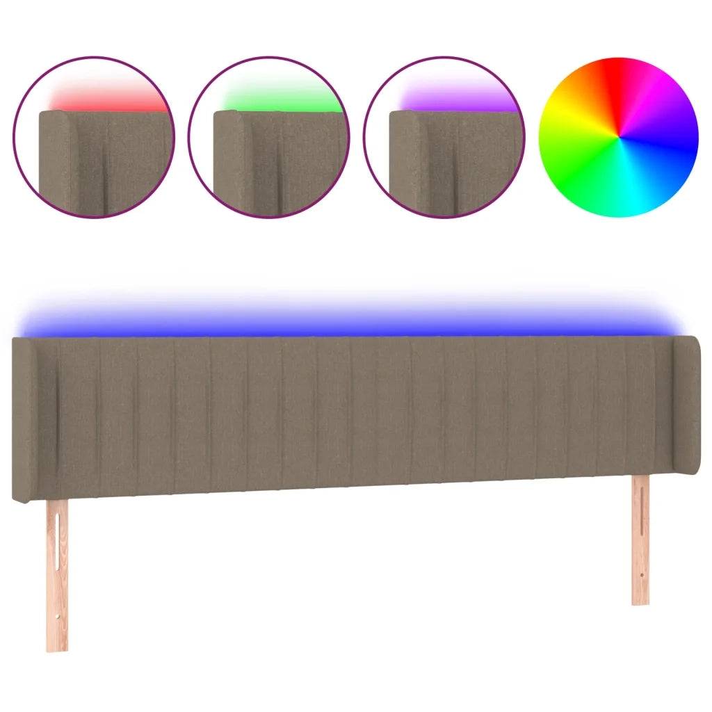 Testiera a LED-Testata con LED Tortora 183x16x78/88 cm in Tessuto 876233