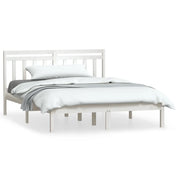 Letto matrimoniale | Letto per adulti | Giroletto Bianco 150x200 cm King in Legno Massello