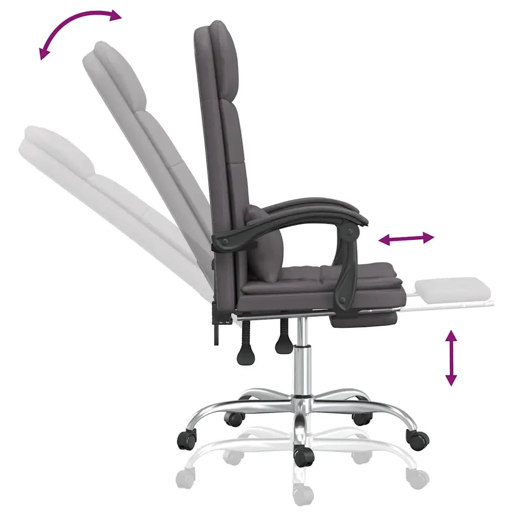 Sedia per studi-Poltrona da Ufficio Massaggiante Reclinabile Grigio Similpelle 464565