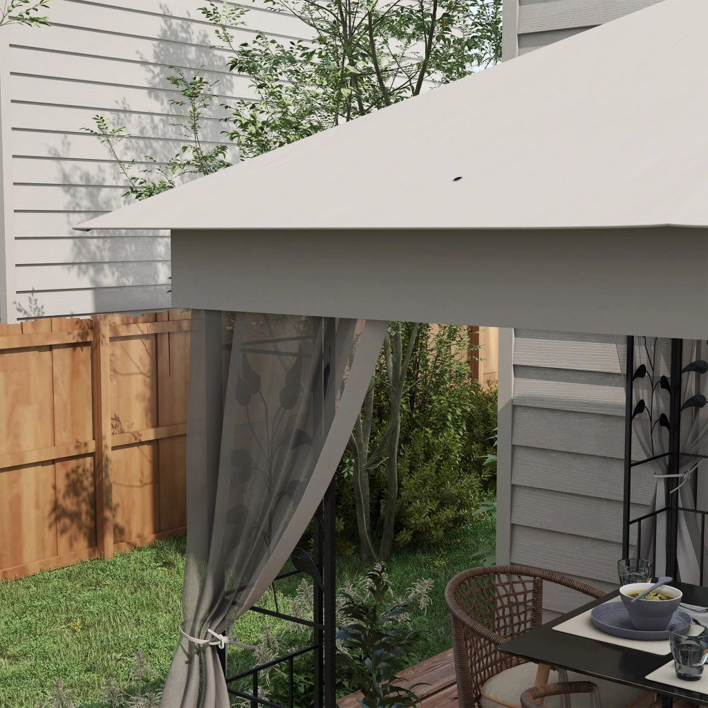 Gazebo da giardino 3x3 m ¨C zephmum ¨C Doppio tetto, grigio chiaro, con zanzariera