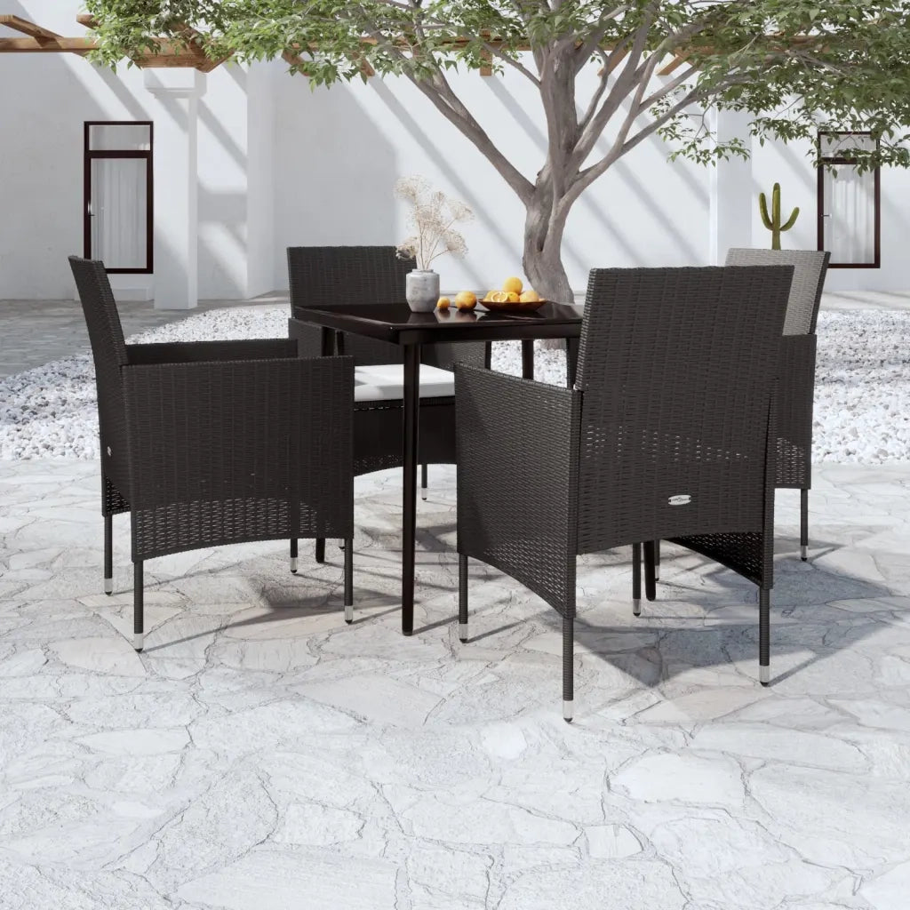 Set da Pranzo da Giardino 5 pz | Set Salotto da Giardino con Cuscini Nero