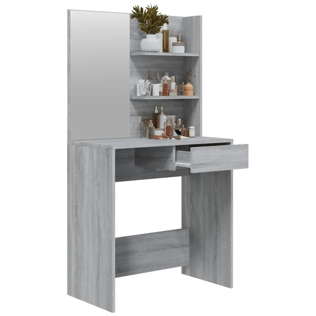 Toeletta | Tavolo da Trucco con Specchio Grigio Sonoma 74,5x40x141 cm