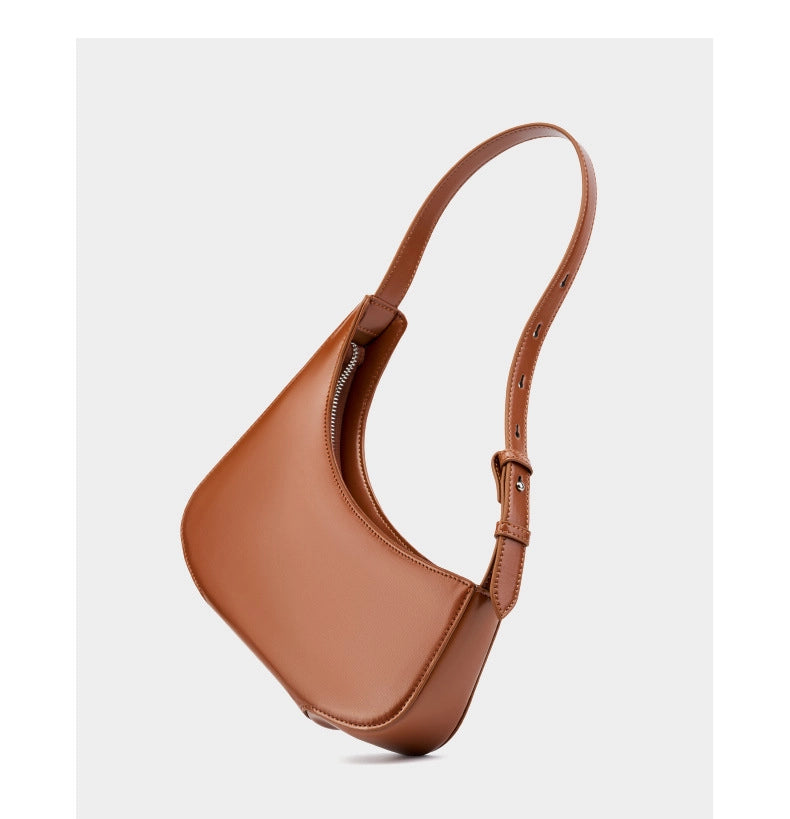 Borsa a tracolla piccola da donna in vera pelle, marrone