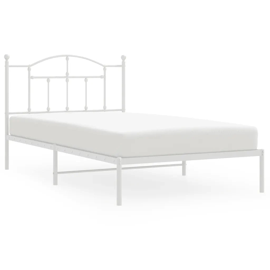 Letto singolo | Letto per adulti | Giroletto con Testiera Metallo Bianco 107x203 cm
