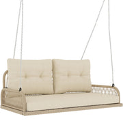 Altalena da giardino in rattan 2 posti con cuscini ¨C zephmum ¨C Beige 115x66x44 cm