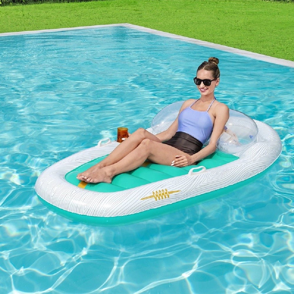 Trade Shop - Materassino Galleggiante Yacht 216x117cm Con Maniglie Portaoggetti Bicchiere 43650 -