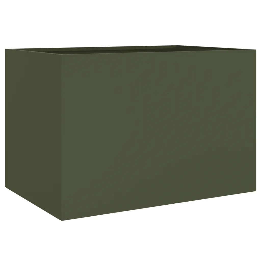 Fioriera | Cassetta per fiori | Vaso Verde Oliva 62x47x46 cm in Acciaio
