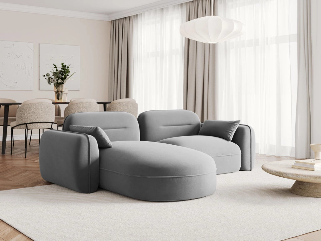 Cosmopolitan Design - Divano angolare modulare sinistro "Sydney" 3 posti in velluto grigio chiaro 