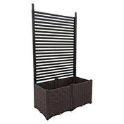 Kyoto - Fioriera Da Giardino Separe Con spalliera in Metallo 81x172x40 cm Contenitore in Resina effetto rattan marrone