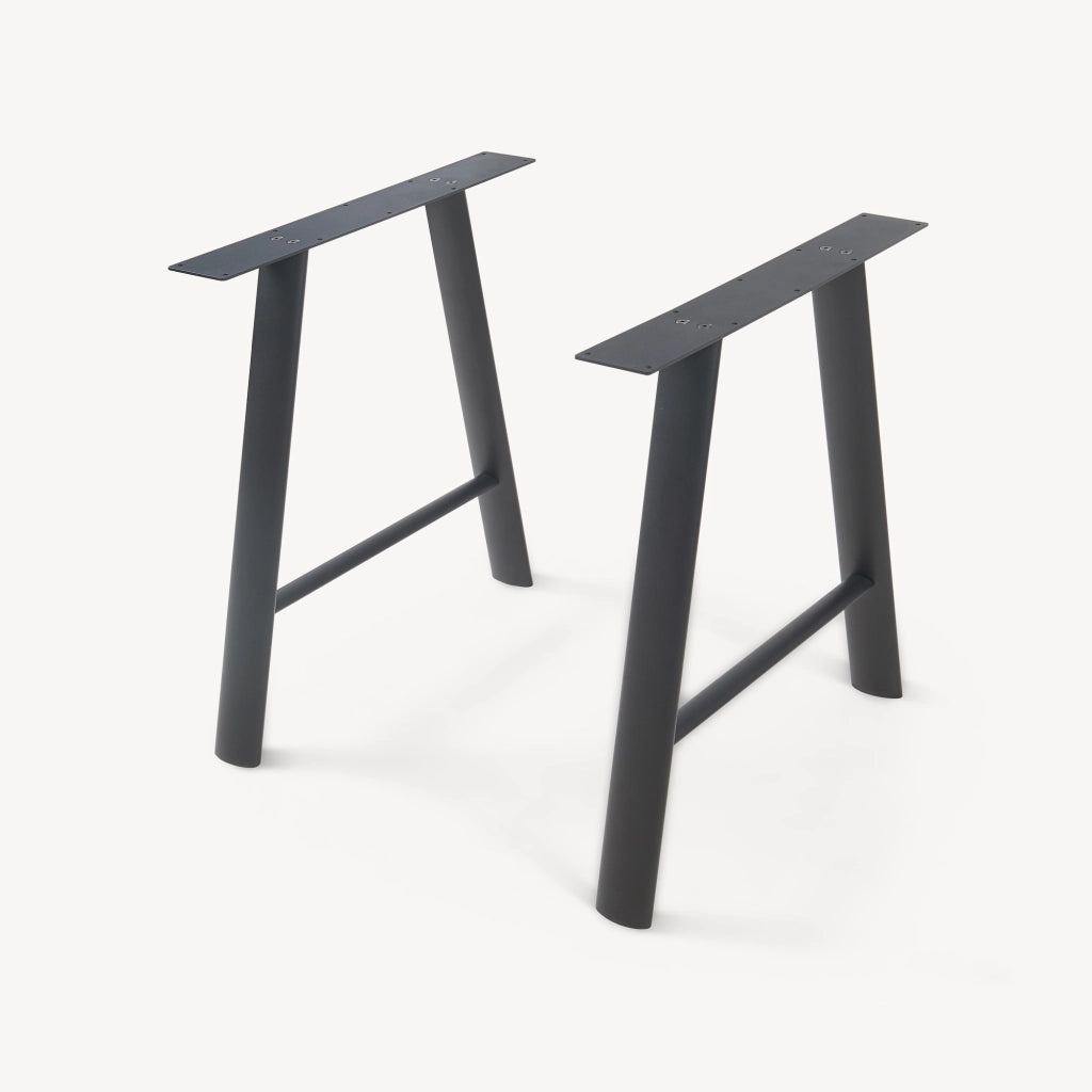 Set di 2 Gambe Hullem per Mobili 'Fai da Te' con Profili Ovali in Acciaio 72 x 70 x 10 cm - Nero [en.casa]