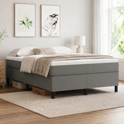 Box Spring Bed Frame, Dark Grey, 140x190 Cm, Fabric