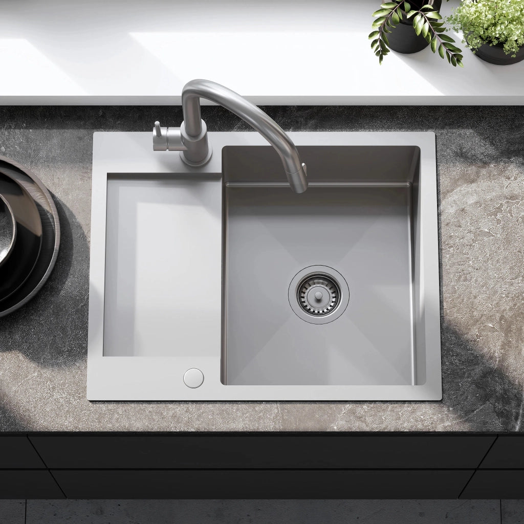 Lavello In Acciaio Paul Brush Nickel con rubinetto da cucina