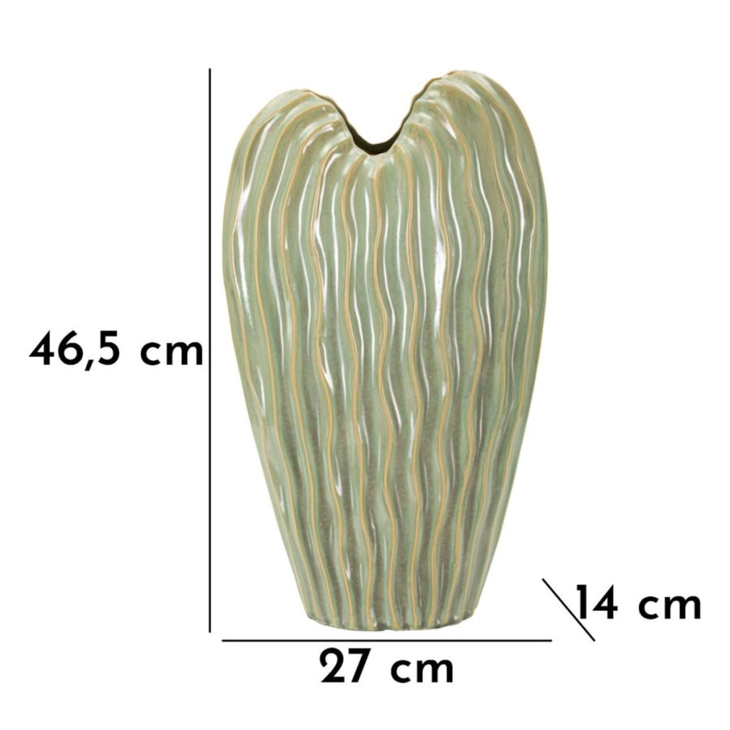 Vaso Decorativo VKH822, Verde, Ceramica, 27x14x46,5 cm