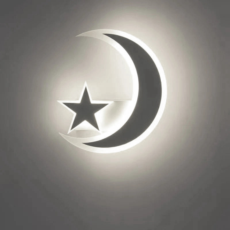APPLIQUE LAMPADA DA PARETE A MURO MODERNA LED LUNA CON STELLA LUCE FREDDA 6500K